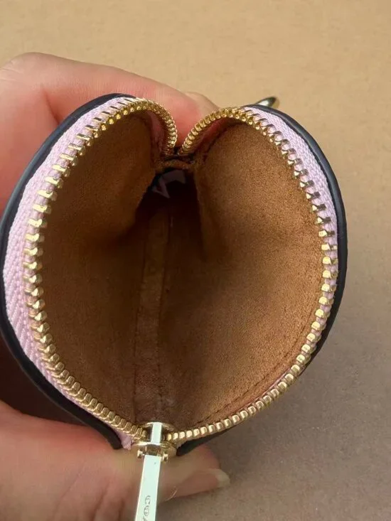 NWT Coach POWDER PINK Heart Bag Charm In Signature Canvas CEA22 Gold/Powder Pink - Picture 3 of 5